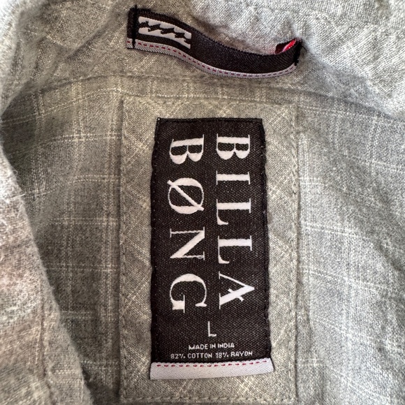 Billabong Men's Light Flannel Cotton Button Up Long‎ Sleeve Shirt Gray Large - Picture 2 of 15